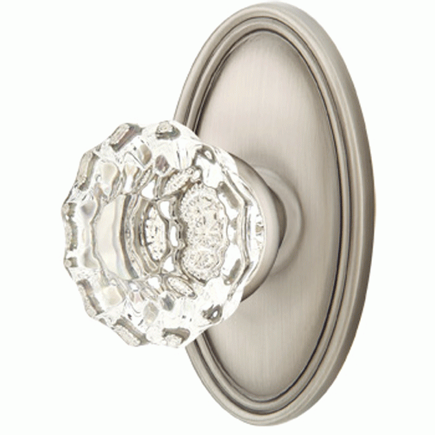 Crystal Astoria Door Knob Set With Oval Rosette (Several Finish Options) EMTEK