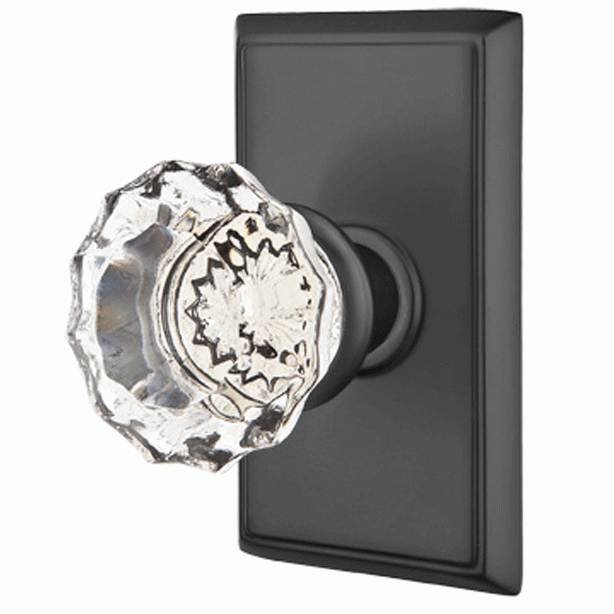 Emtek Crystal Astoria Door Knob Set With Rectangular Rosette (Several Finish Options) EMTEK