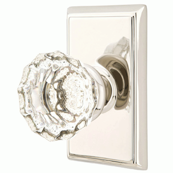 Emtek Crystal Astoria Door Knob Set With Rectangular Rosette (Several Finish Options) EMTEK