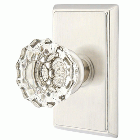 Emtek Crystal Astoria Door Knob Set With Rectangular Rosette (Several Finish Options) EMTEK