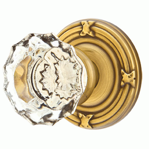 Emtek Crystal Astoria Door Knob Set With Ribbon & Reed Rosette (Several Finish Options) EMTEK