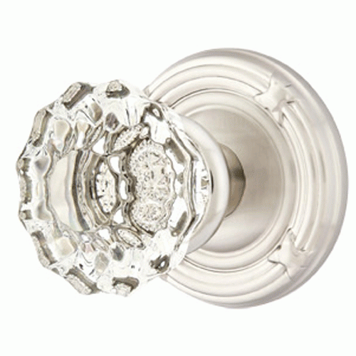 Emtek Crystal Astoria Door Knob Set With Ribbon & Reed Rosette (Several Finish Options) EMTEK