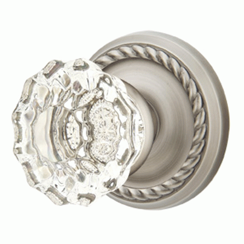 Crystal Astoria Door Knob Set With Rope Rosette (Several Finish Options) EMTEK