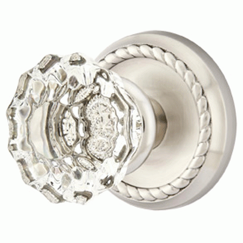 Crystal Astoria Door Knob Set With Rope Rosette (Several Finish Options) EMTEK