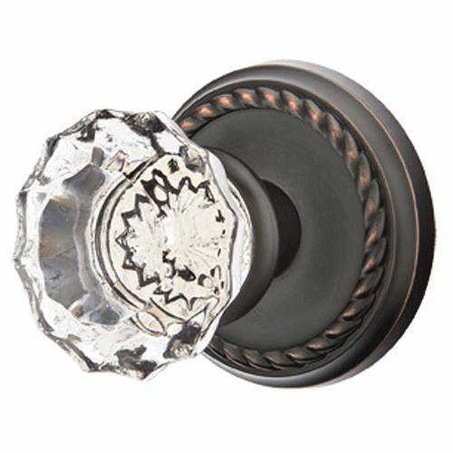 Crystal Astoria Door Knob Set With Rope Rosette (Several Finish Options) EMTEK