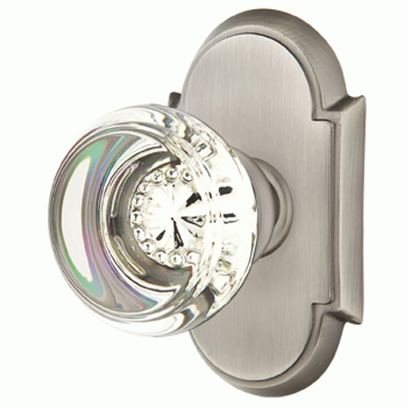 Crystal Georgetown Door Knob Set With # 8 Rosette (Several Finish Options) EMTEK