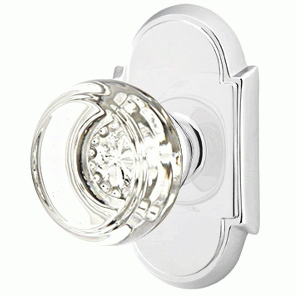 Crystal Georgetown Door Knob Set With # 8 Rosette (Several Finish Options) EMTEK