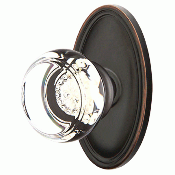 Emtek Crystal Georgetown Door Knob Set With Oval Rosette (Several Finishes Available) EMTEK