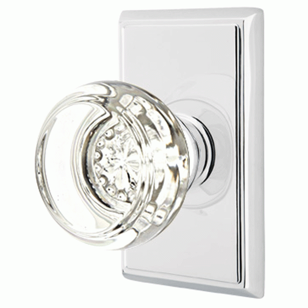 Crystal Georgetown Door Knob Set With Rectangular Rosette (Several Finish Options) EMTEK