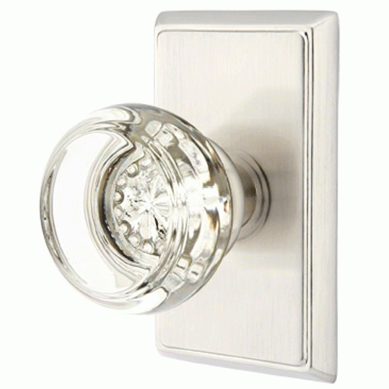 Crystal Door Hardware - Georgetown Privacy Door Knob with Rectangular Rose in Flat Black - 8221GTUS19 - Emtek Hardware EMTEK