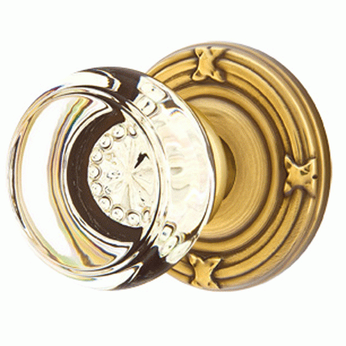 Emtek Crystal Georgetown Door Knob Set With Ribbon & Reed Rosette (Several Finish Options) EMTEK