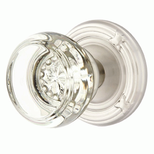 Emtek Crystal Georgetown Door Knob Set With Ribbon & Reed Rosette (Several Finish Options) EMTEK