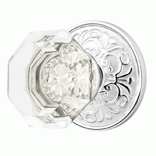 Emtek Crystal Old Town Clear Door Knob Set With Lancaster Rosette (Several Finish Options) EMTEK