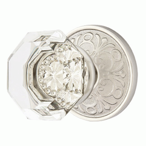 Emtek Crystal Old Town Clear Door Knob Set With Lancaster Rosette (Several Finish Options) EMTEK