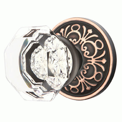 Emtek Crystal Old Town Clear Door Knob Set With Lancaster Rosette (Several Finish Options) EMTEK