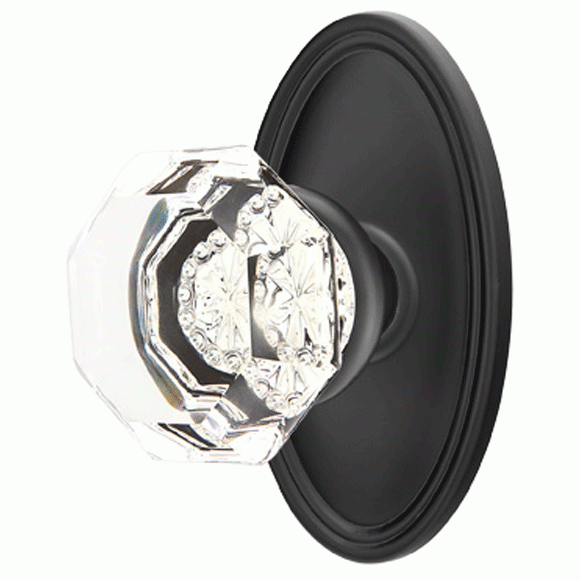 Emtek Crystal Old Town Clear Door Knob Set With Oval Rosette (Several Finish Options) EMTEK