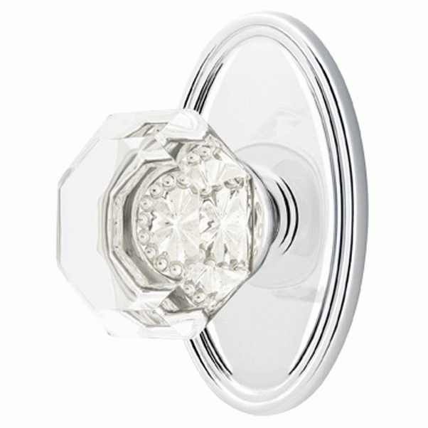 Emtek Crystal Old Town Clear Door Knob Set With Oval Rosette (Several Finish Options) EMTEK