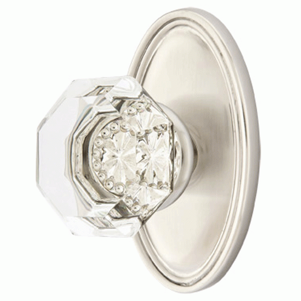 Emtek Crystal Old Town Clear Door Knob Set With Oval Rosette (Several Finish Options) EMTEK