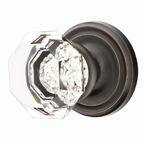 Emtek Crystal Old Town Clear Door Knob Set With Regular Rosette (Several Finish Options) EMTEK