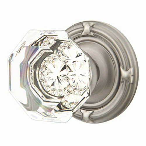 Emtek Crystal Old Town Clear Door Knob Set With Ribbon & Reed Rosette (Several Finish Options) EMTEK