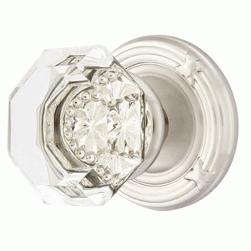 Emtek Crystal Old Town Clear Door Knob Set With Ribbon & Reed Rosette (Several Finish Options) EMTEK