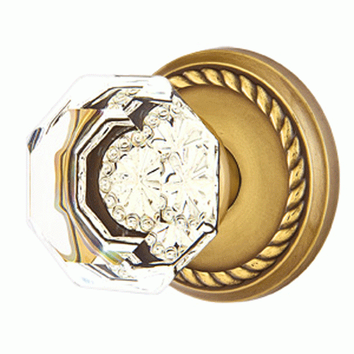 Crystal Old Town Clear Door Knob Set With Rope Rosette (Several Finish Options) EMTEK