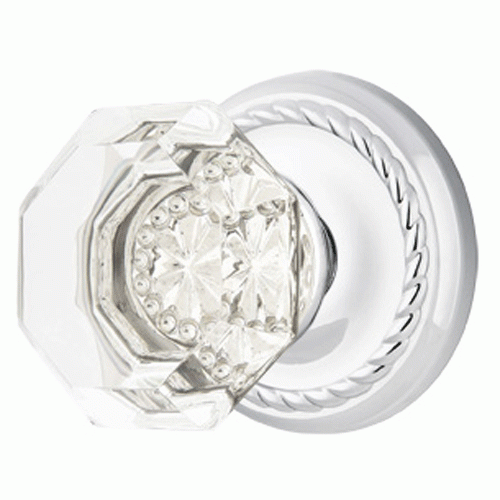 Crystal Old Town Clear Door Knob Set With Rope Rosette (Several Finish Options) EMTEK