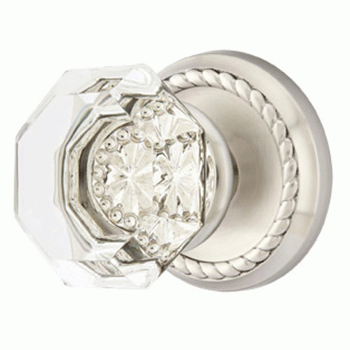 Crystal Old Town Clear Door Knob Set With Rope Rosette (Several Finish Options) EMTEK