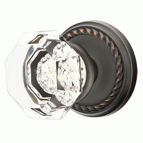 Crystal Old Town Clear Door Knob Set With Rope Rosette (Several Finish Options) EMTEK