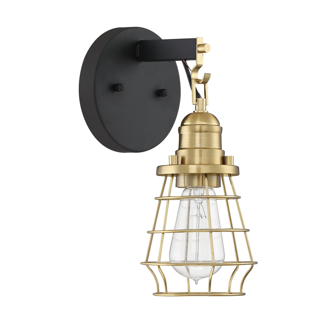 Thatcher 1 Light Wall Sconce in Flat Black/Satin Brass CRAFTMADE