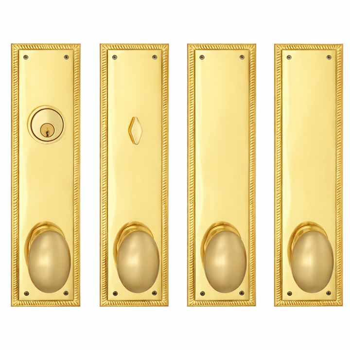 Georgian Roped Rectangular Double Door Deadbolt Entryway Set (Several Finishes Available)