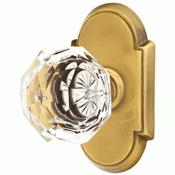 Diamond Crystal Door Knob Set With # 8 Rosette (Several Finish Options) EMTEK