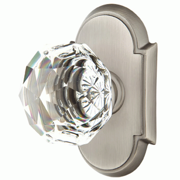 Diamond Crystal Door Knob Set With # 8 Rosette (Several Finish Options) EMTEK