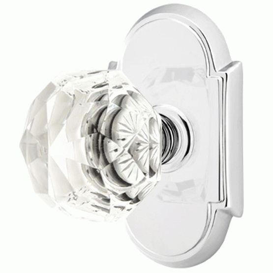 Diamond Crystal Door Knob Set With # 8 Rosette (Several Finish Options) EMTEK