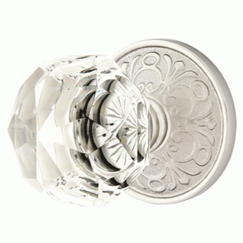 Emtek Diamond Crystal Door Knob Set With Lancaster Rosette (Several Finish Options) EMTEK