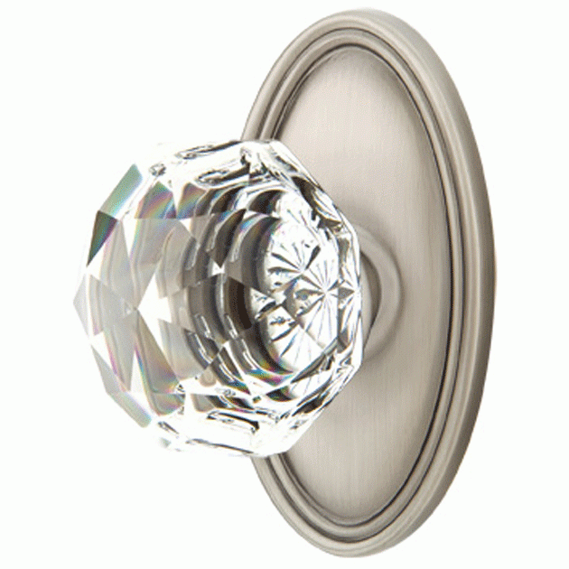 Diamond Crystal Door Knob Set With Oval Rosette (Several Finish Options) EMTEK