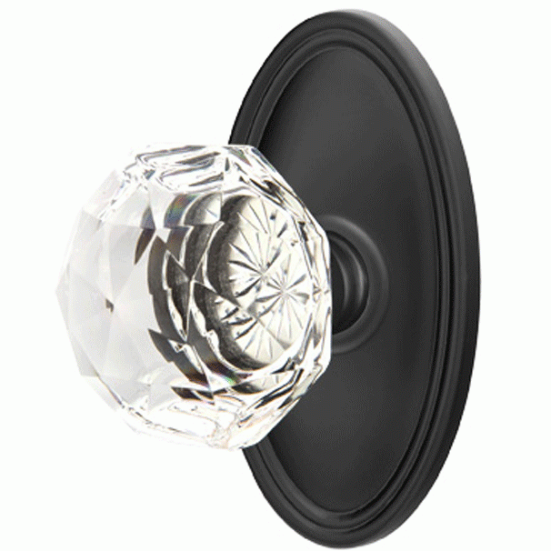 Diamond Crystal Door Knob Set With Oval Rosette (Several Finish Options) EMTEK