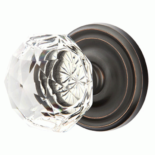 Diamond Crystal Door Knob Set With Regular Rosette (Several Finish Options) EMTEK