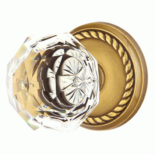 Diamond Crystal Door Knob Set With Rope Rosette (Several Finish Options) EMTEK