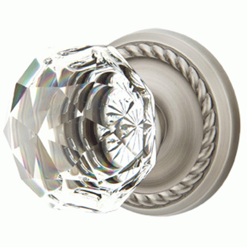 Diamond Crystal Door Knob Set With Rope Rosette (Several Finish Options) EMTEK