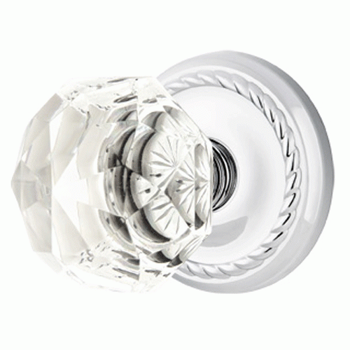 Diamond Crystal Door Knob Set With Rope Rosette (Several Finish Options) EMTEK