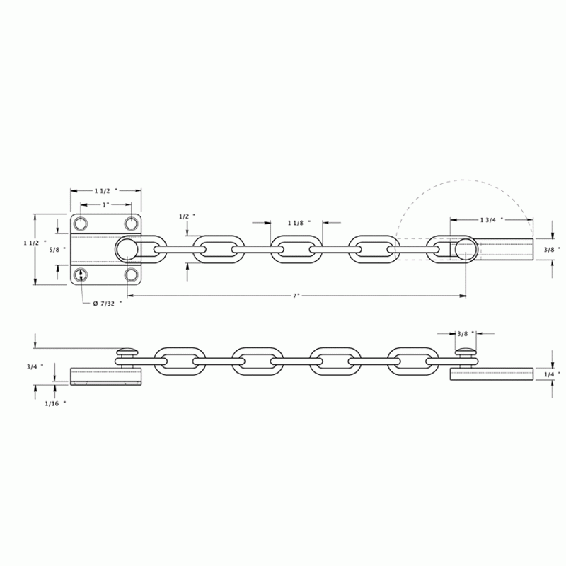 Door Guards, Security, Solid Brass Door Guard, Chain / Doorbolt (Polished Chrome Finish) DELTANA