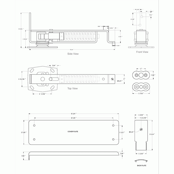 Double Action Solid Brass Spring Hinge (Brushed Nickel Finish) DELTANA