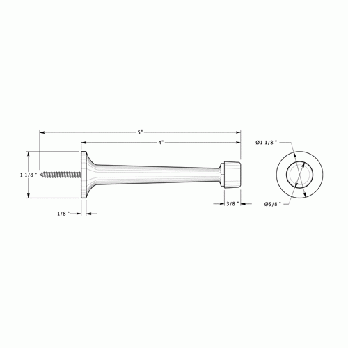 4 Inch Solid Brass Baseboard Door Bumper (Polished Brass Finish) DELTANA