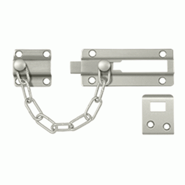 Door Guards, Security, Solid Brass Door Guard, Chain / Doorbolt  (Brushed Nickel Finish) DELTANA