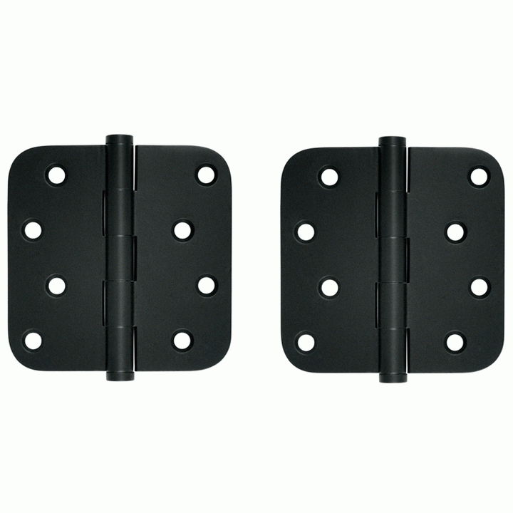 4 Inch X 4 Inch Solid Brass Zig-Zag Hinge (5/8 Radius Corner, Paint Black Finish) DELTANA