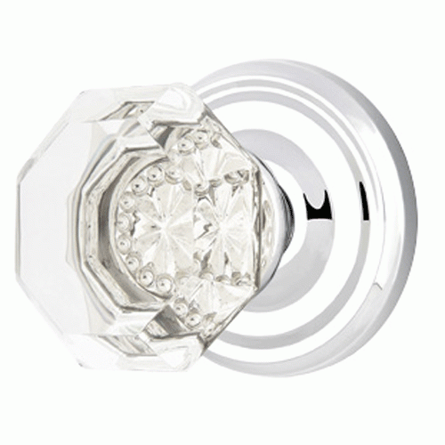 Emtek 820OT Old Town Clear Crystal Door Knob Set with Brass Rosette Polished Chrome Knobset EMTEK