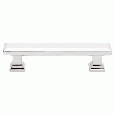 4 5/8 Inch Overall (3 1/2 Inch c-c) Brass Geometric Rectangular Pull (Polished Chrome Finish) EMTEK