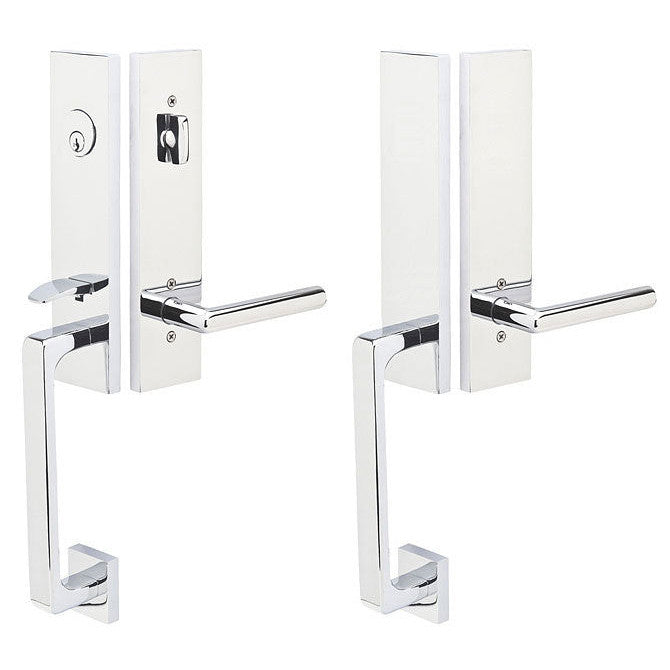 Solid Brass Davos Style Entryway Set (Polished Chrome Finish) EMTEK