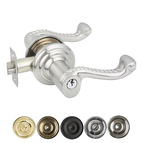 Solid Brass Rope Key In Door Lever with Regular Rosette (Several Finish Options) EMTEK